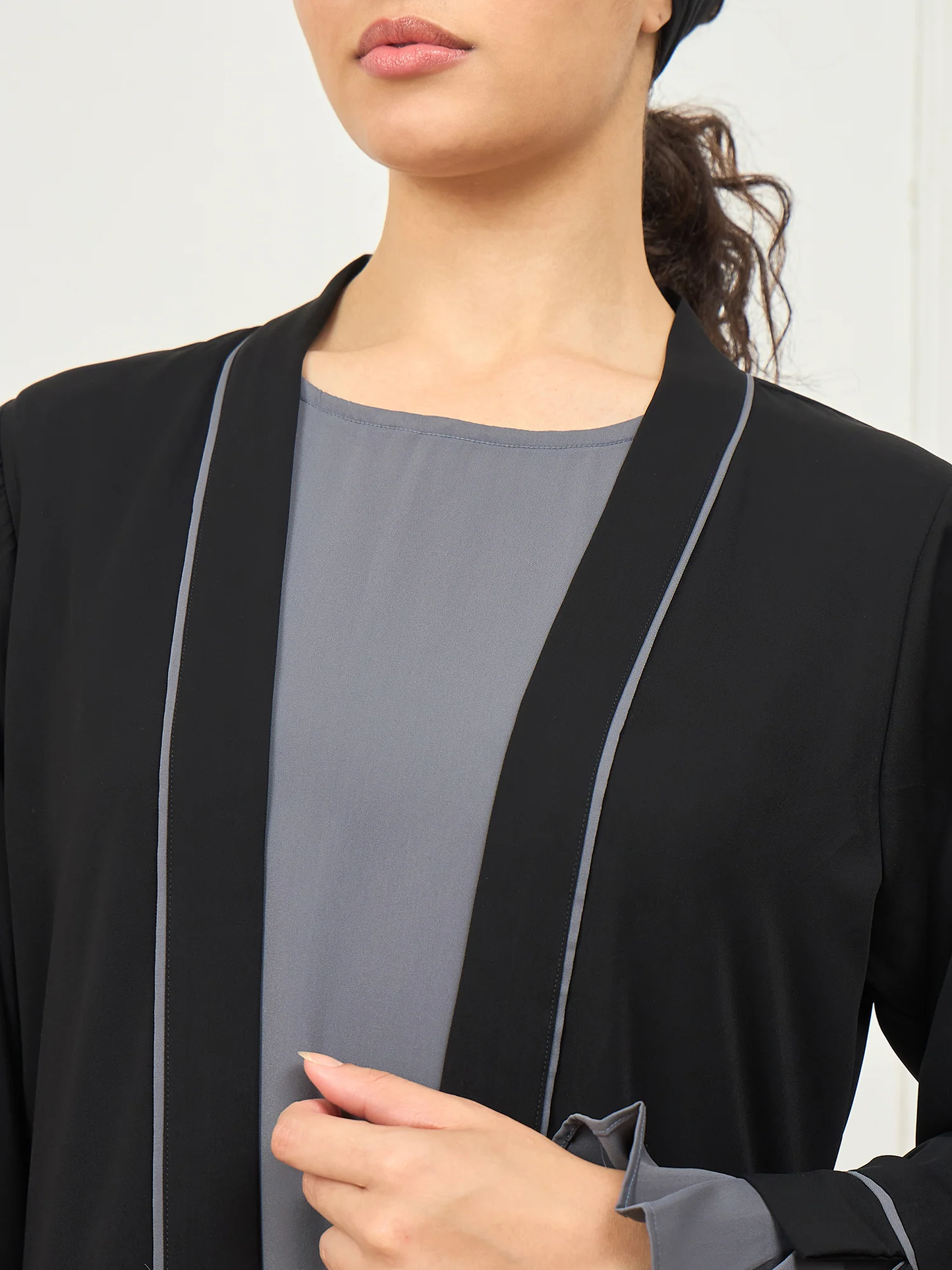 Black & Grey Panel Abaya