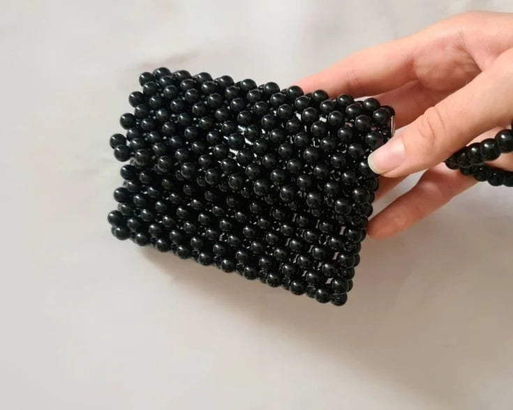 Black Bead Wristlet Wallet