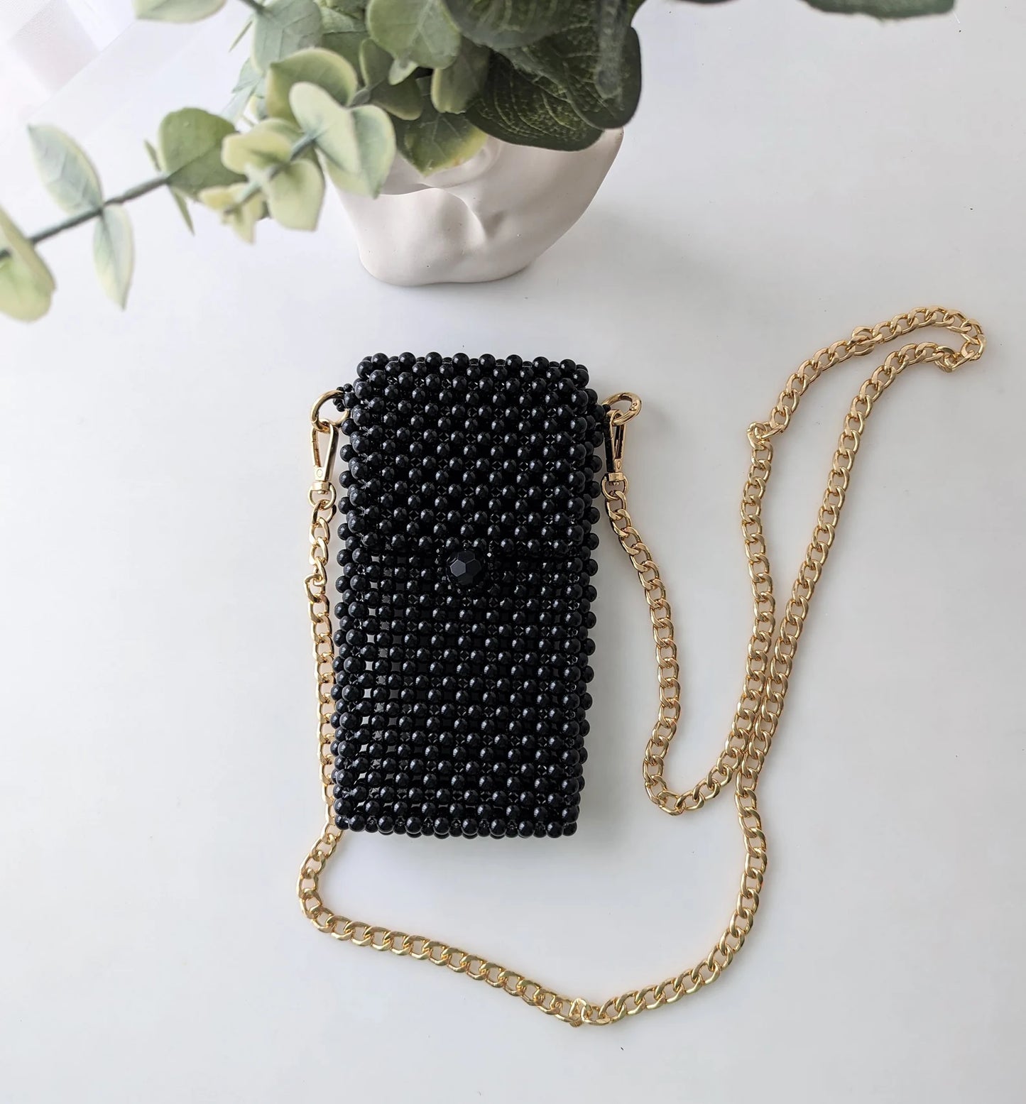 Black Noir Chain Phone Bag