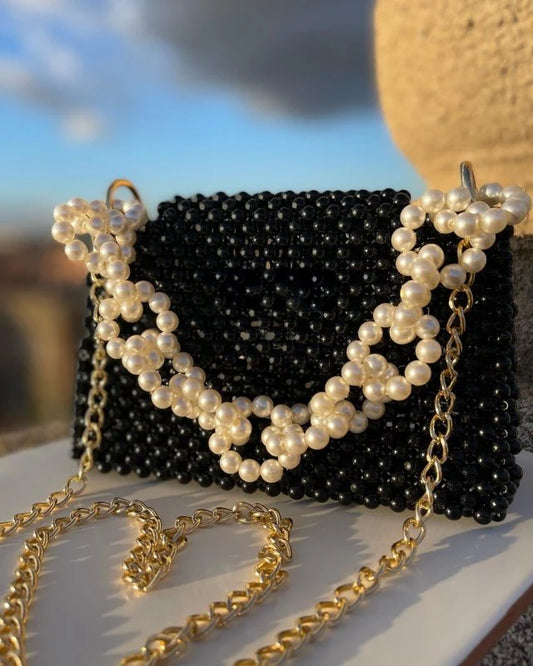 Glam Black Beaded Bag