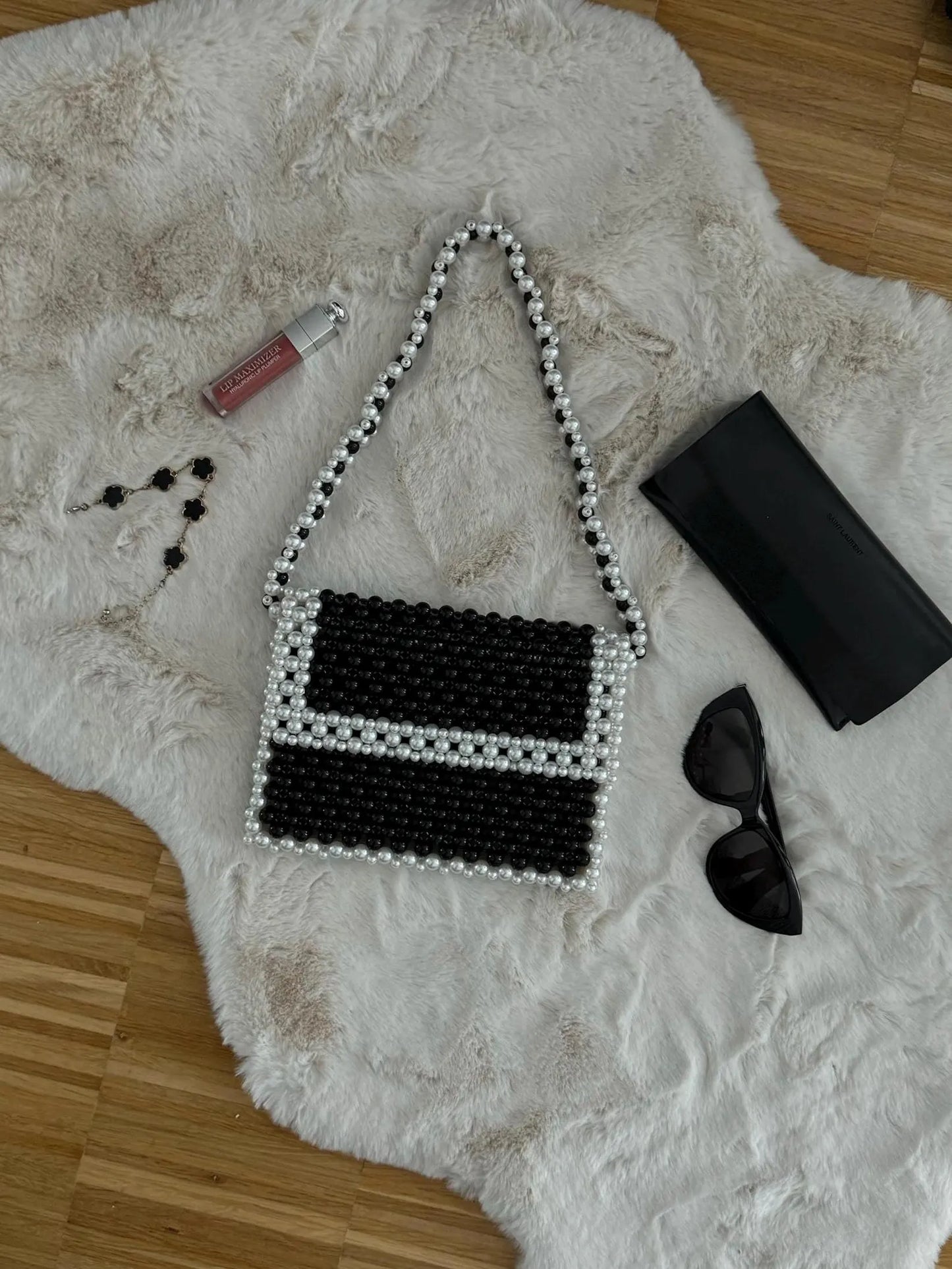 Black and White Classic Duo Bead Bag