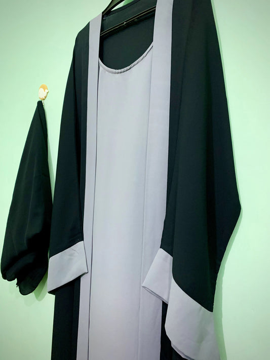 Black & Grey Panel Abaya