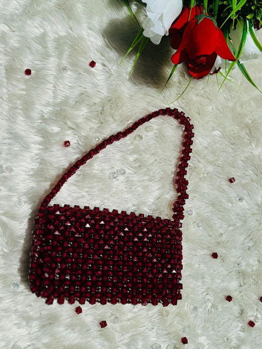 Mehroon Beaded Shoulder Bag