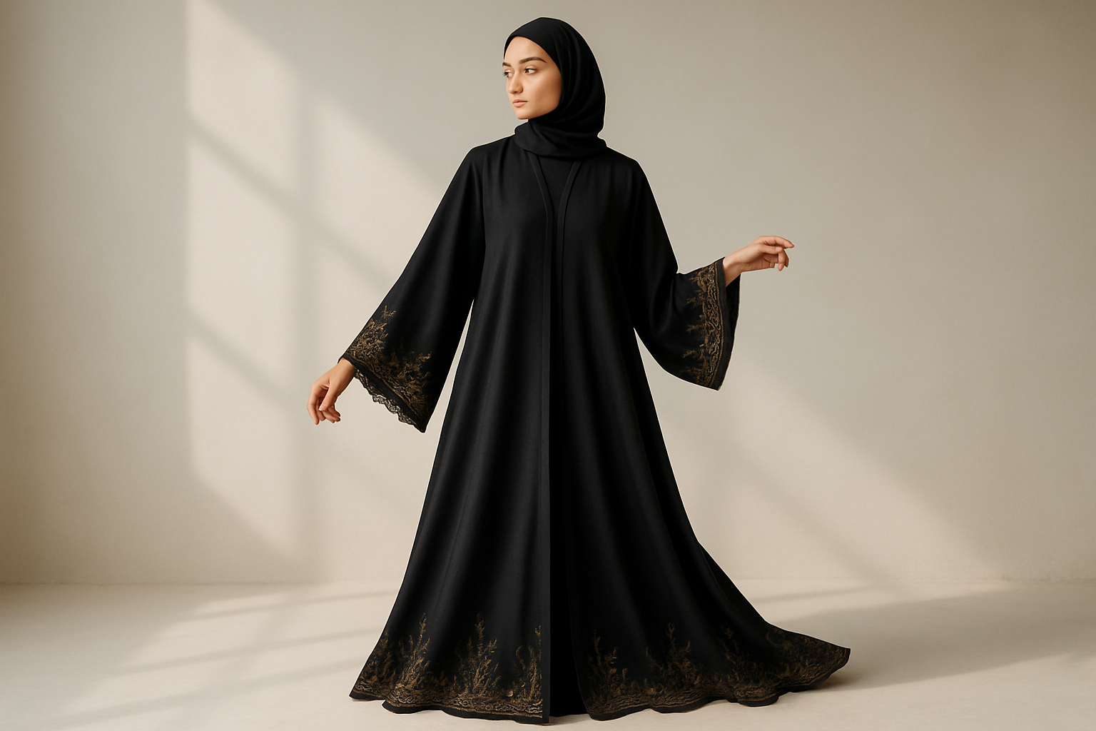 abaya beautiful image for abaya store with model wearing it