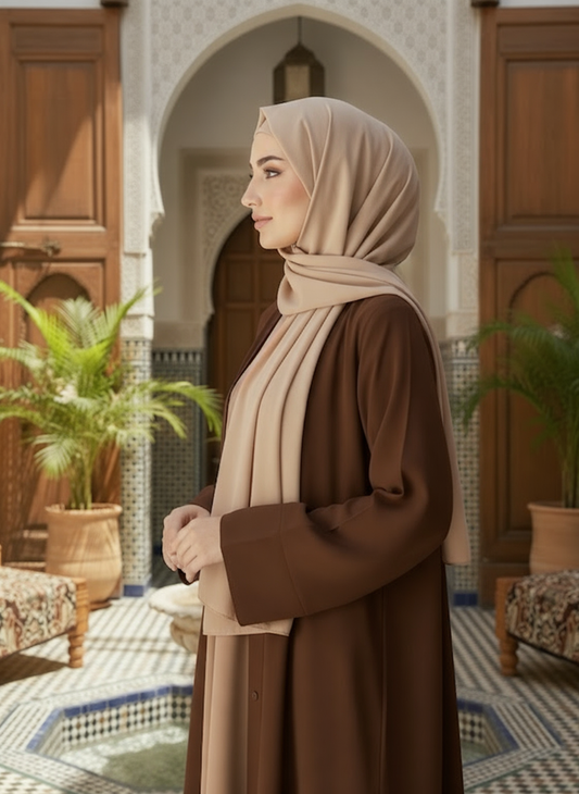 Brown Peach Double Layer Abaya (Best Selling Abaya)