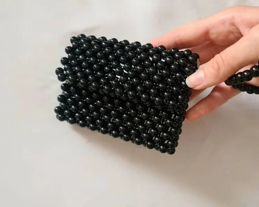 Black Bead Wristlet Wallet