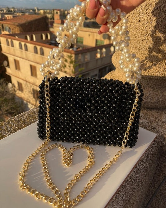 Glam Black Beaded Bag