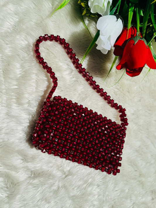 Mehroon Beaded Shoulder Bag